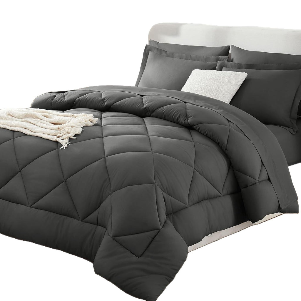 Solid Colour Quilted Duvet Insert & Pillowcase Set