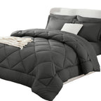 Solid Colour Quilted Duvet Insert & Pillowcase Set