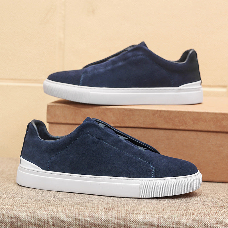 Auden | Men's Leather Slip-On Sneakers Elastic Strap Casual
