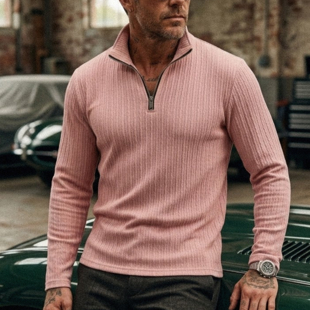 Gerard | Men's Jacquard Quarter-Zip Long-Sleeve Polo