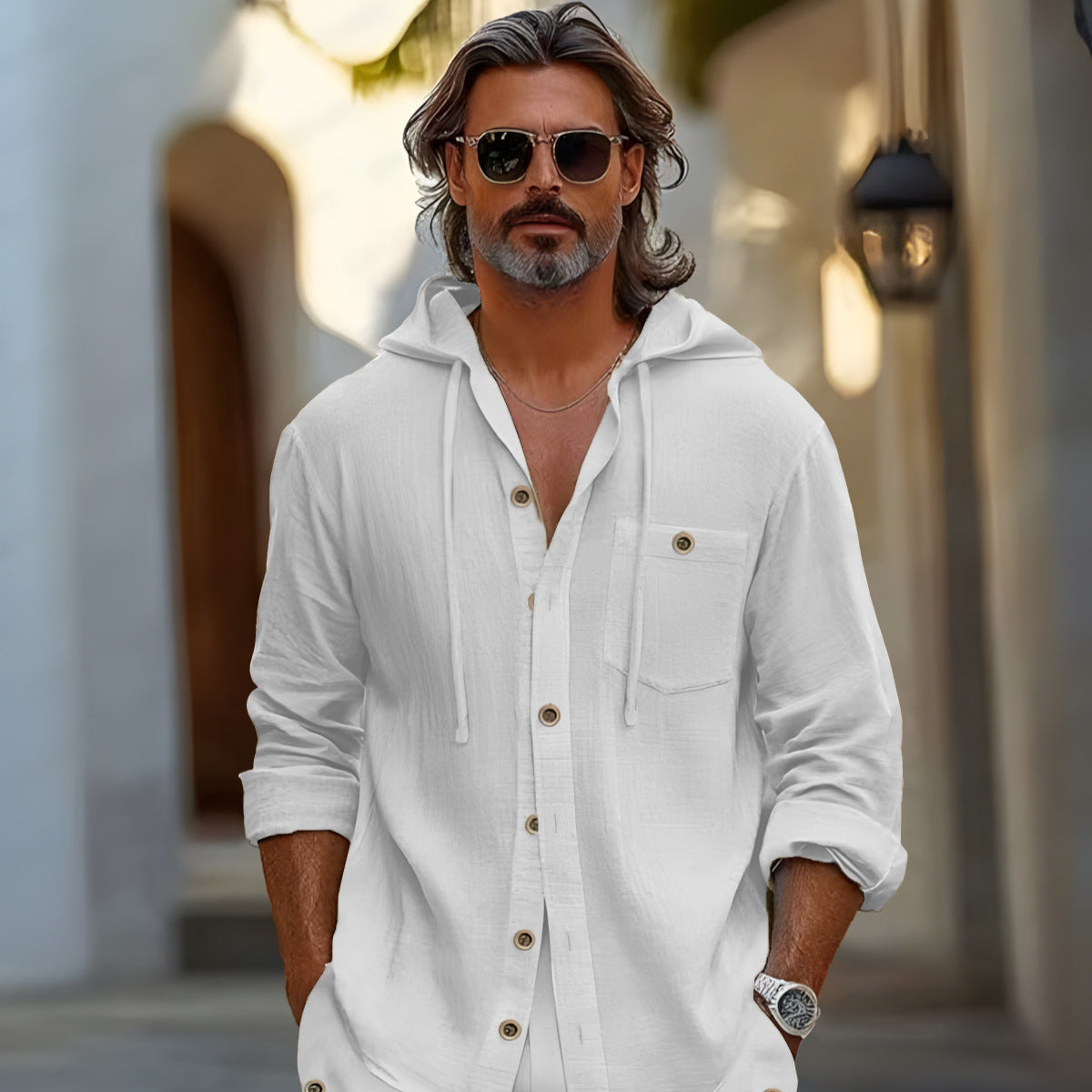 Cedric | Men's Linen-Blend Shirt & Shorts Set