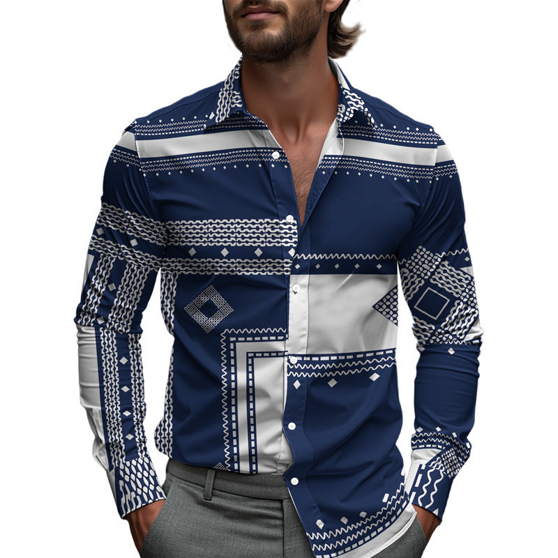 Marceau | Men's Printed Long-Sleeve Casual Shirt
