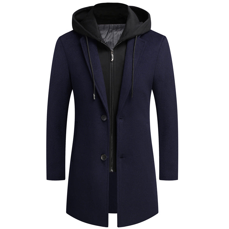 Thierry | Men's Removable-Hood Wool Overcoat