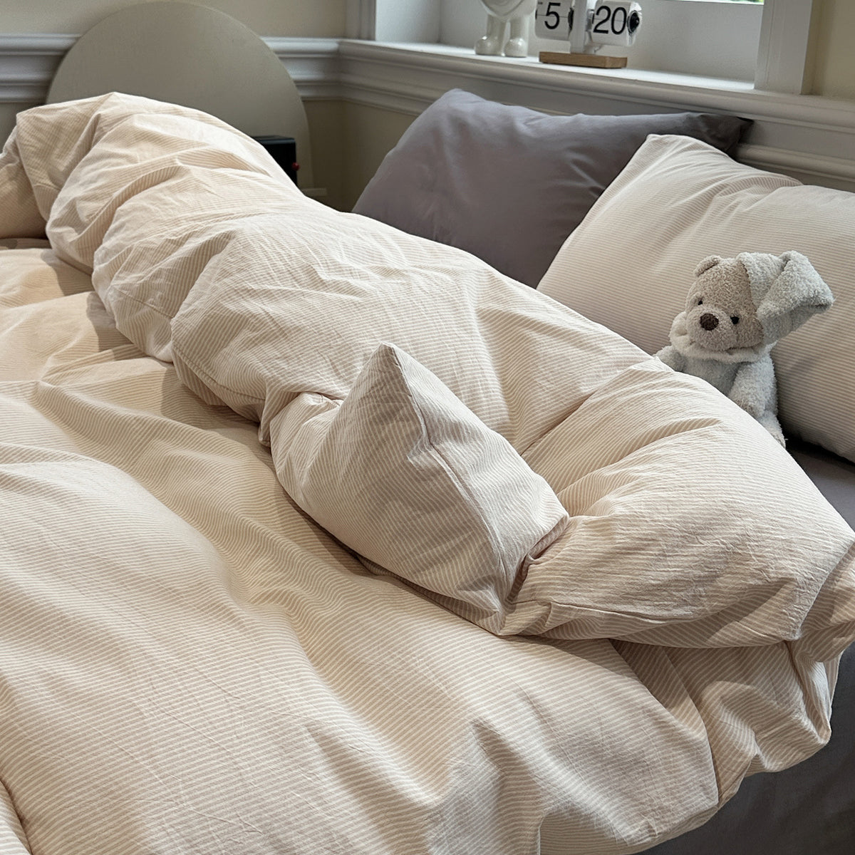 Washed Cotton Plaid Bedding Set
