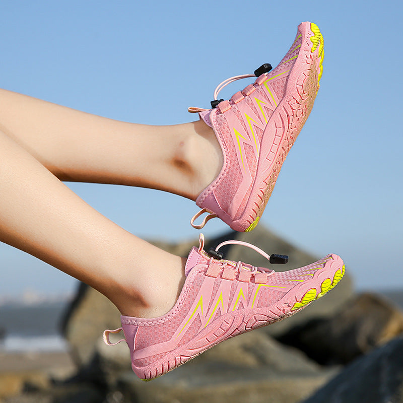 Marina barefoot water shoes in pink/lime