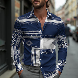 Marceau | Men's Printed Long-Sleeve Casual Shirt