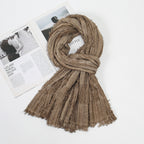 Bernadette | Distressed Fringe Cotton-Linen Shawl Scarf