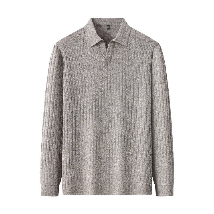 Adrien | Men's Long-Sleeve Ribbed Knit Polo Shirt