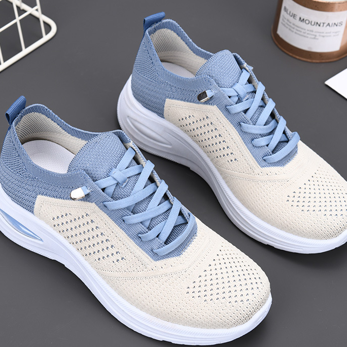 Cleo | Women's Breathable Knit Mesh Lace-Up Sneakers