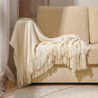 Knitted Tassel Throw Blanket