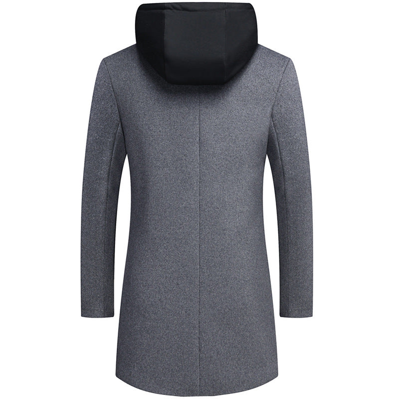 Thierry | Men's Removable-Hood Wool Overcoat