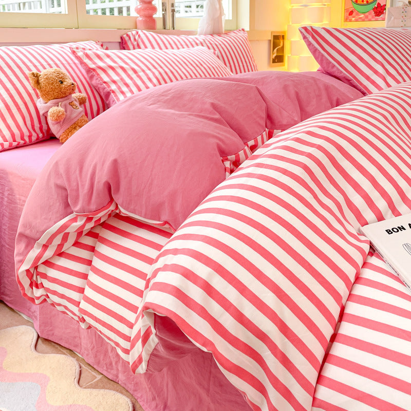 Brushed Stripe 4-Piece Duvet Cover Set