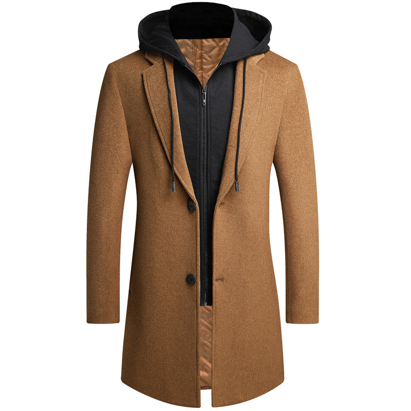 Thierry | Men's Removable-Hood Wool Overcoat
