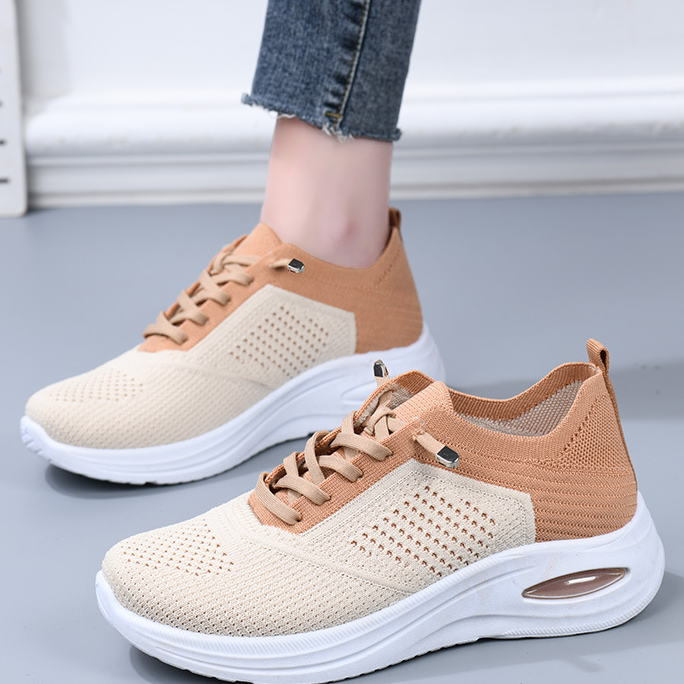 Cleo | Women's Breathable Knit Mesh Lace-Up Sneakers