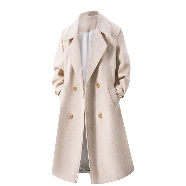 Noor | Women's Double-Breasted Mid-Length Wool-Blend Coat