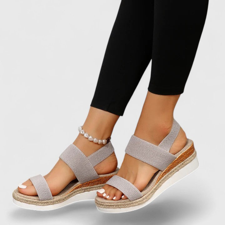 Mirella | Women's Knit Elastic-Strap Espadrille Wedge Sandals