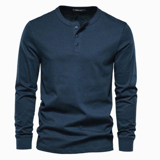 Ethan | Men's Long-Sleeve Henley Shirt Classic Button Neckline
