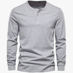 Ethan | Men's Long-Sleeve Henley Shirt Classic Button Neckline