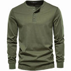 Ethan | Men's Long-Sleeve Henley Shirt Classic Button Neckline