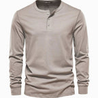 Ethan | Men's Long-Sleeve Henley Shirt Classic Button Neckline