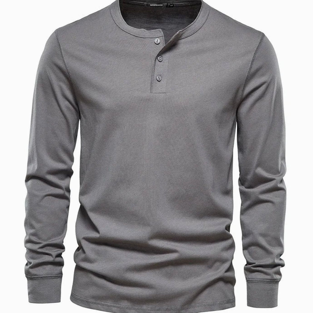 Ethan | Men's Long-Sleeve Henley Shirt Classic Button Neckline