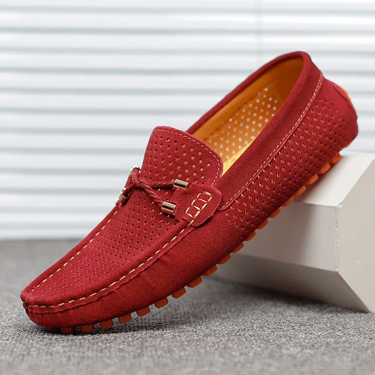 Sebastian | Men's Perforated Suede Slip-On Driving Loafers