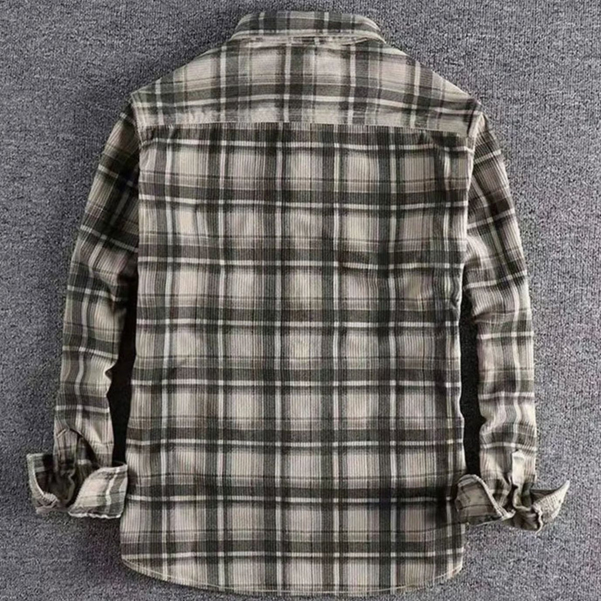 Benjamin | Men's Relaxed-Fit Plaid Corduroy Flannel Shirt Double Chest Pocket