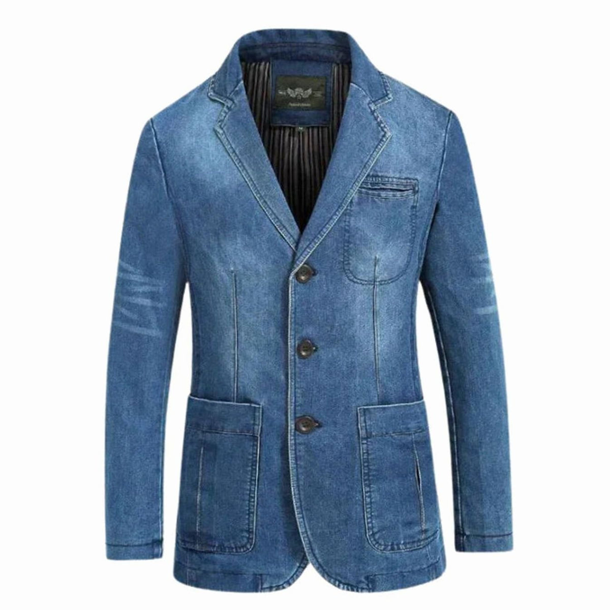 Jackson | Men's Structured Notch-Lapel Three-Button Denim Blazer