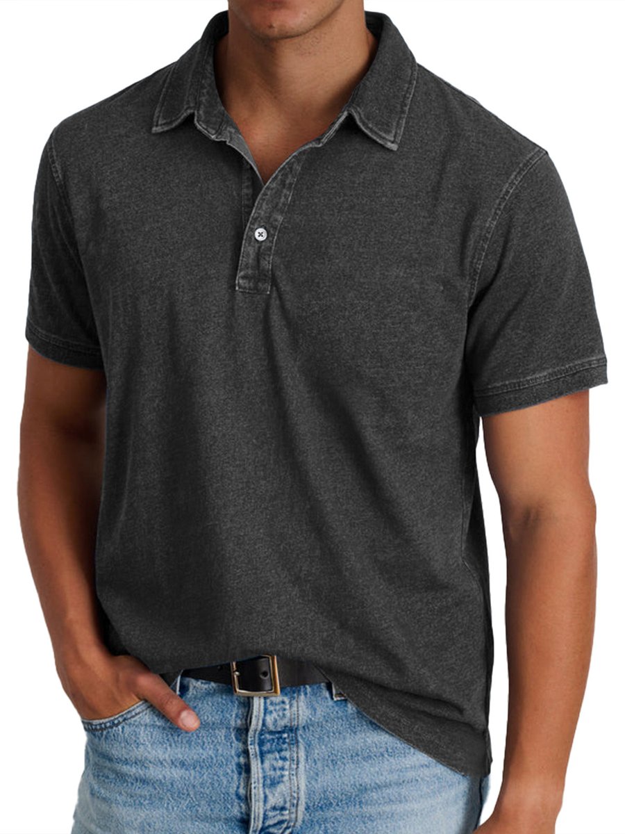 Lucas | Men's Washed Short-Sleeve Collared Polo Shirt