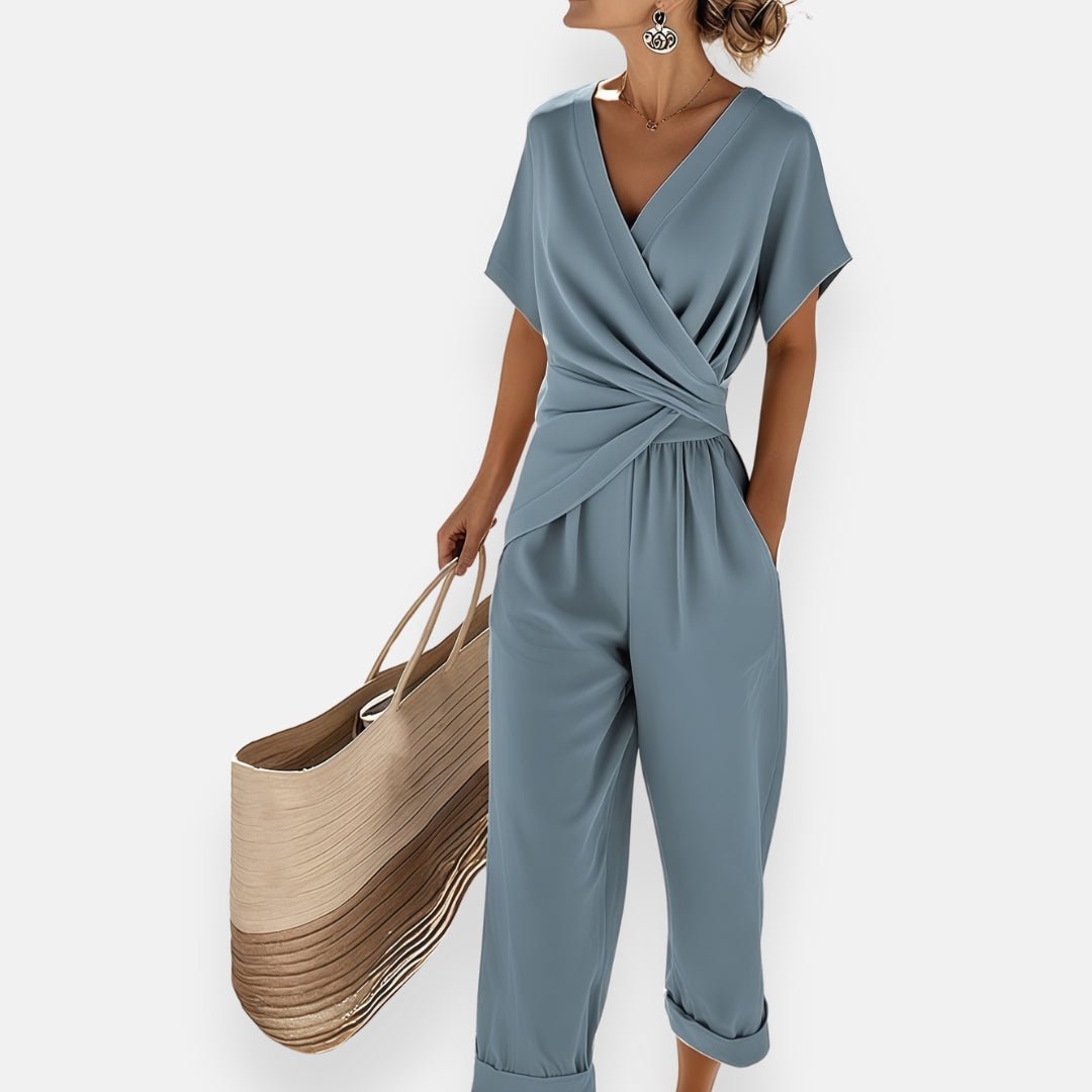 Capucine | Women's V-Neck Wrap Top and Wide-Leg Trouser Set