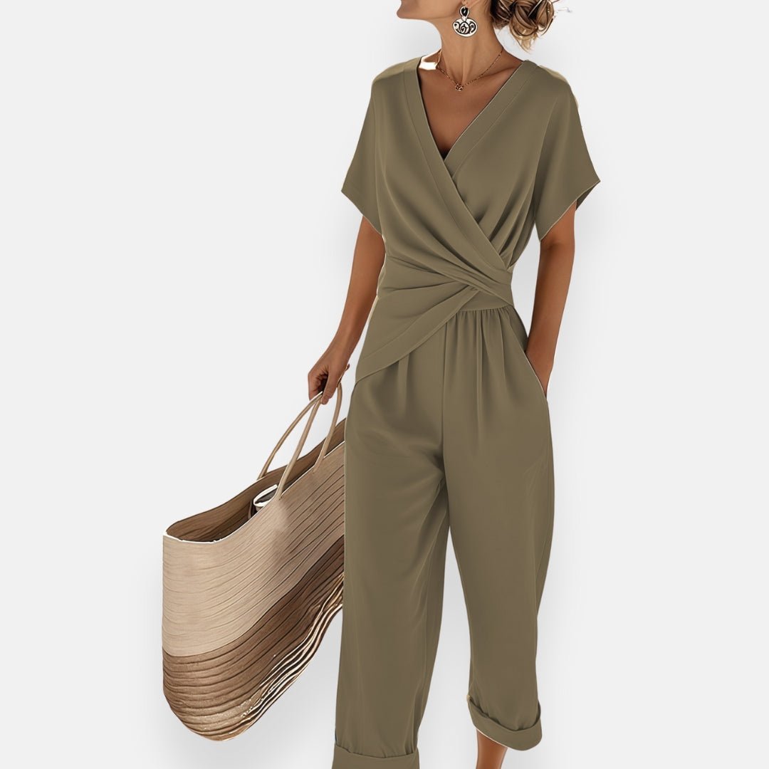 Capucine | Women's V-Neck Wrap Top and Wide-Leg Trouser Set
