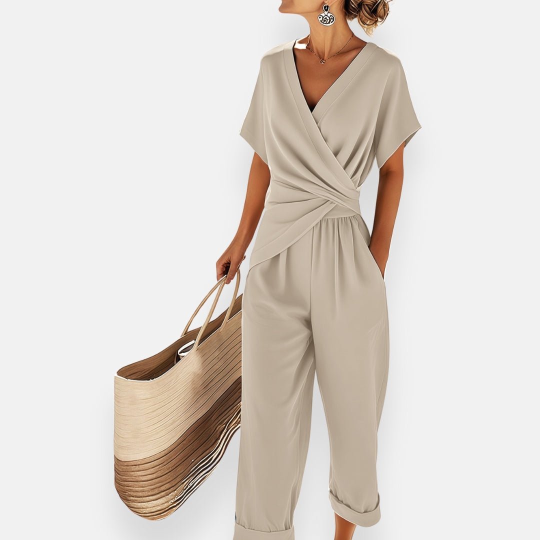 Capucine | Women's V-Neck Wrap Top and Wide-Leg Trouser Set