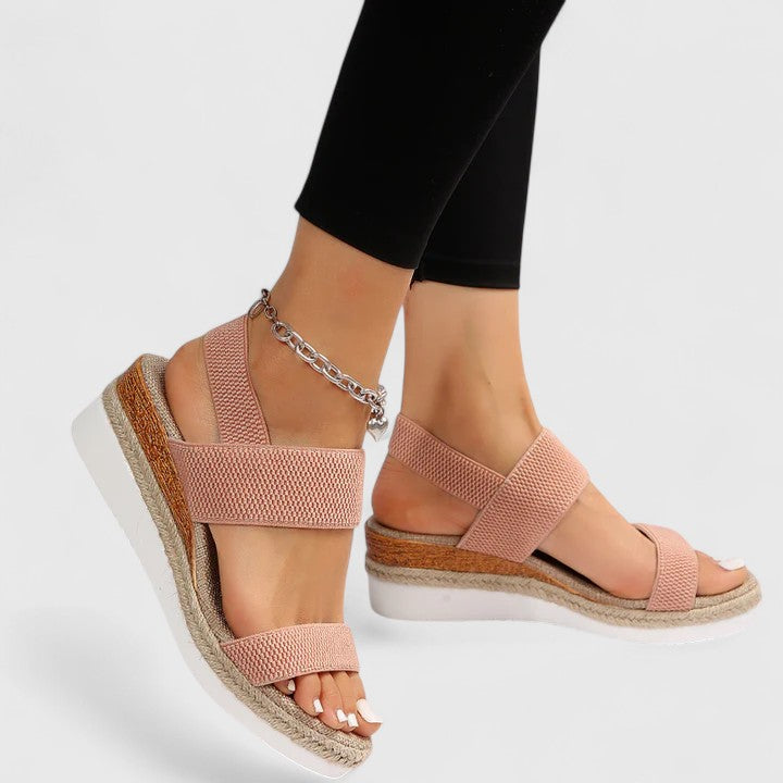 Mirella | Women's Knit Elastic-Strap Espadrille Wedge Sandals