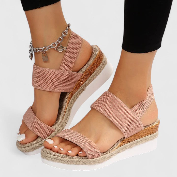 Mirella | Women's Knit Elastic-Strap Espadrille Wedge Sandals