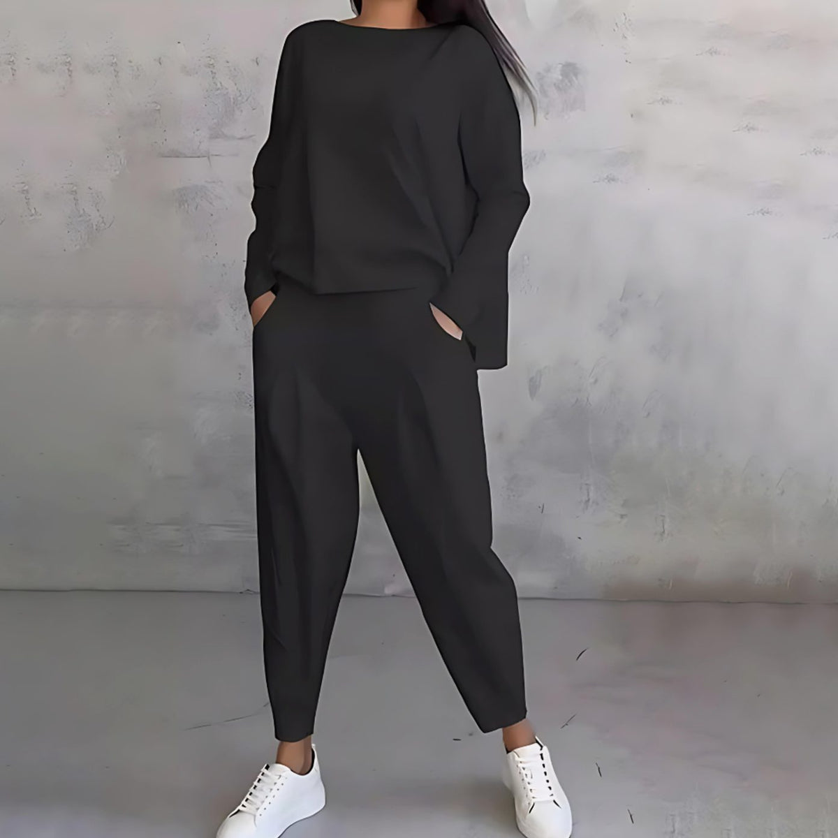 Ines | Women's Casual Loose-Fit Top and Tapered Pants Two-Piece Set