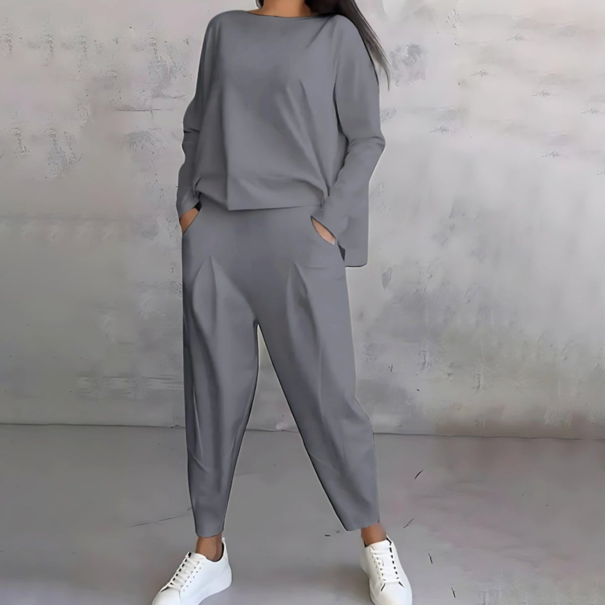 Ines | Women's Casual Loose-Fit Top and Tapered Pants Two-Piece Set