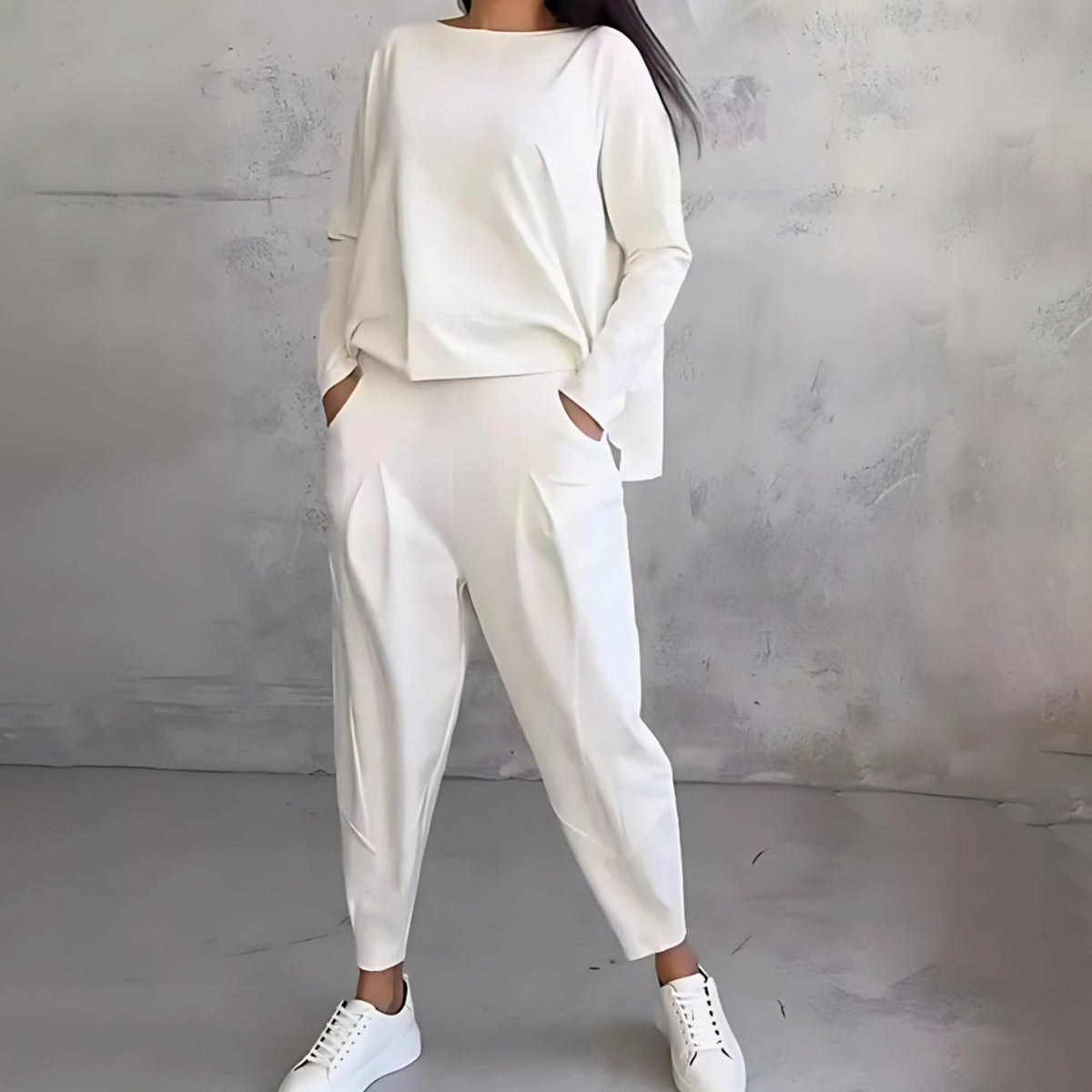 Ines | Women's Casual Loose-Fit Top and Tapered Pants Two-Piece Set