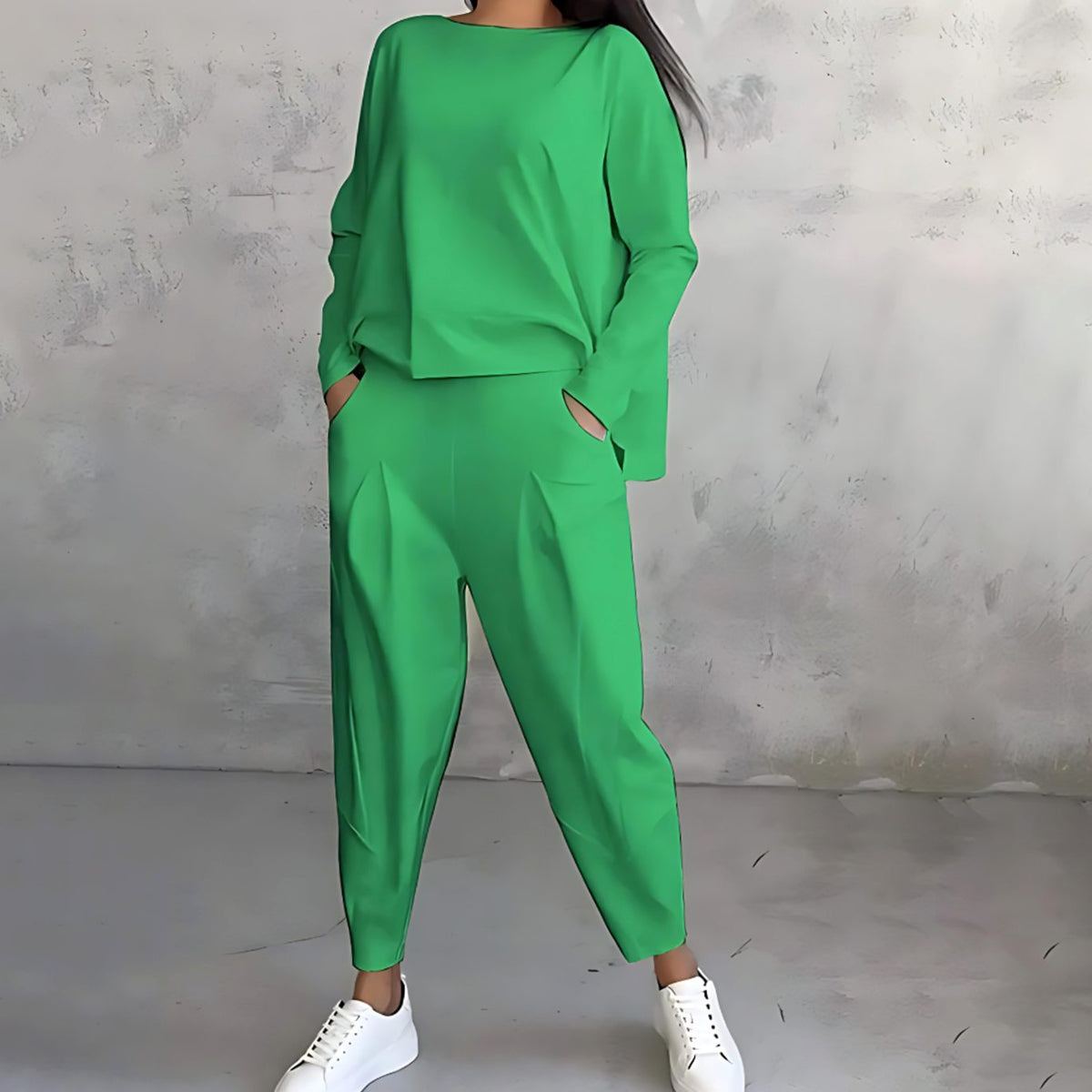 Ines | Women's Casual Loose-Fit Top and Tapered Pants Two-Piece Set