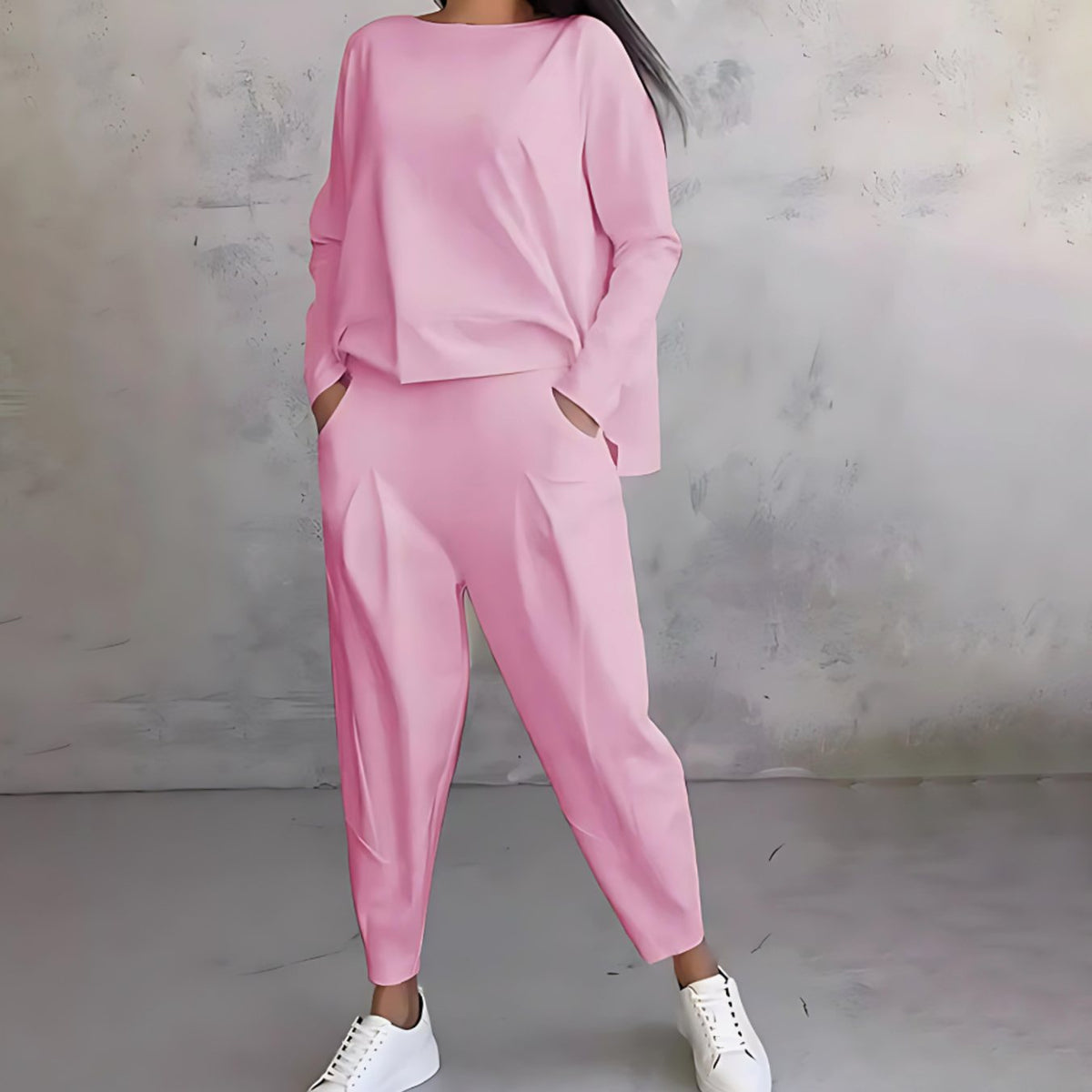 Ines | Women's Casual Loose-Fit Top and Tapered Pants Two-Piece Set