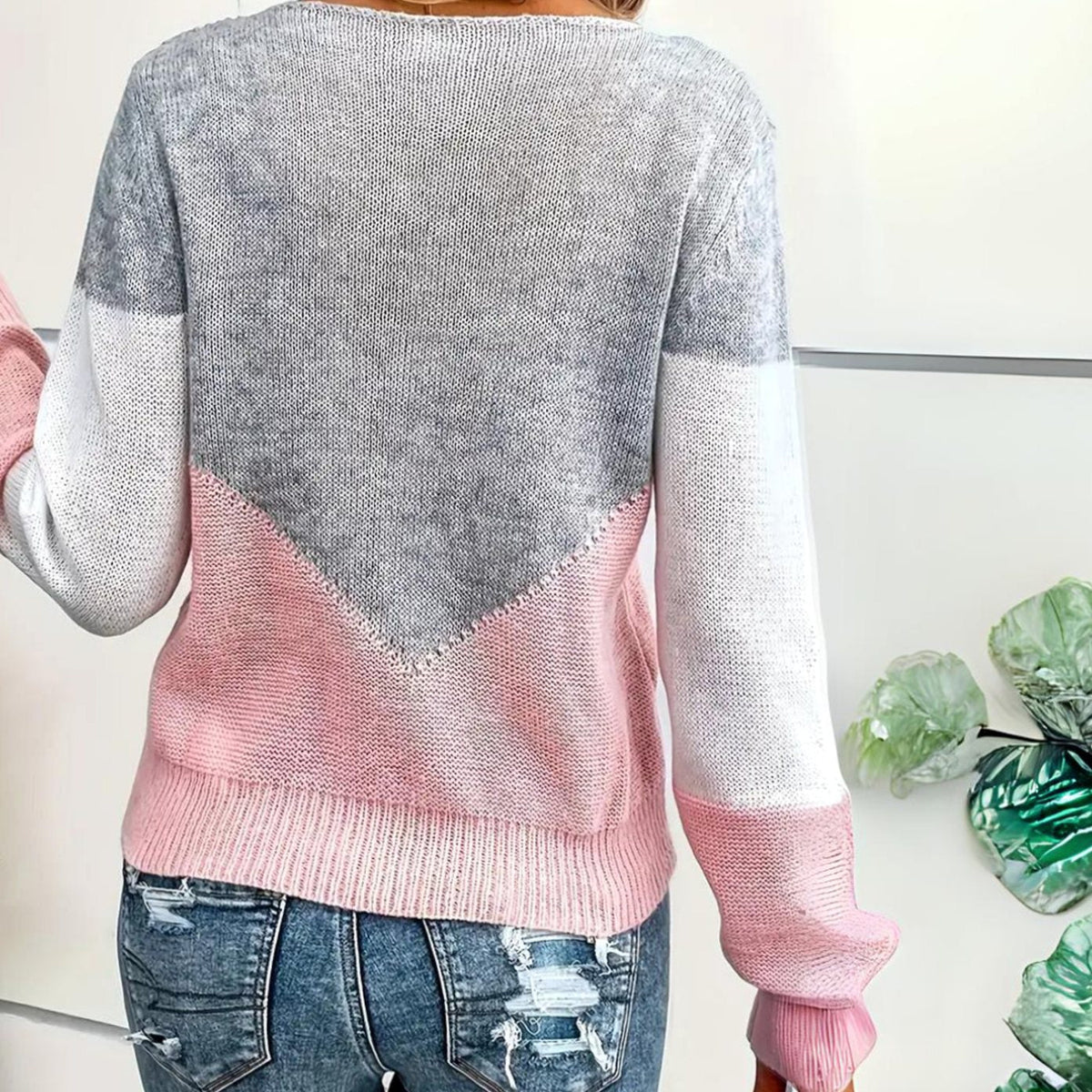 Lucienne | Women's Colour Block Relaxed-Fit Mesh-Detail Knit Pullover