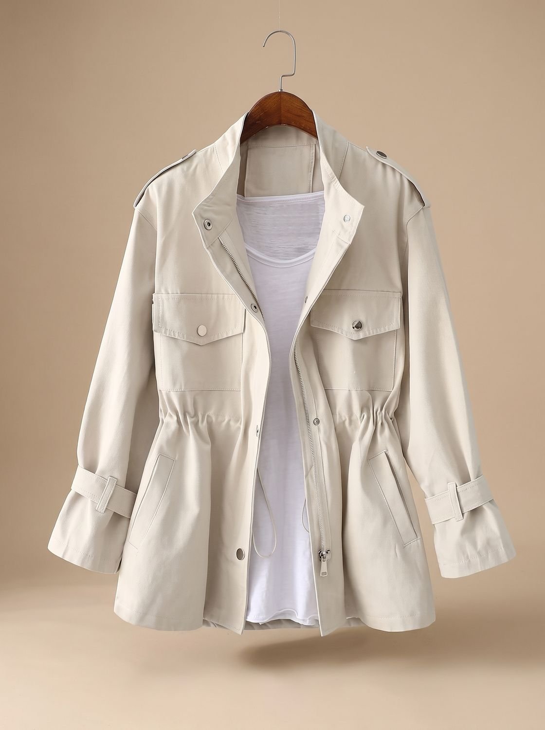 Manette | Women's Elegant Zip-Up Utility Jacket with Drawstring Waist