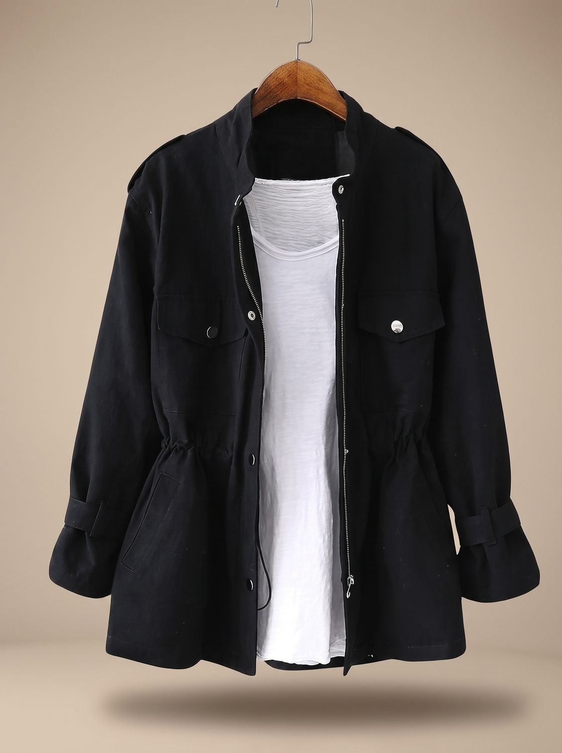 Manette | Women's Elegant Zip-Up Utility Jacket with Drawstring Waist