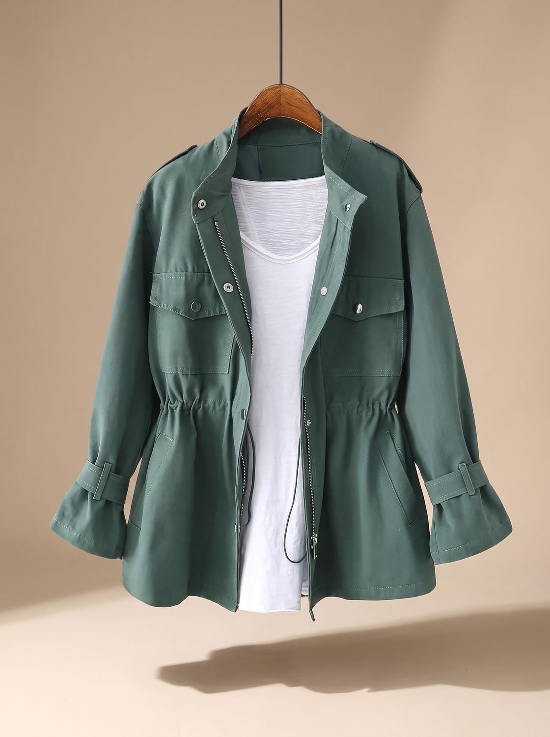 Manette | Women's Elegant Zip-Up Utility Jacket with Drawstring Waist