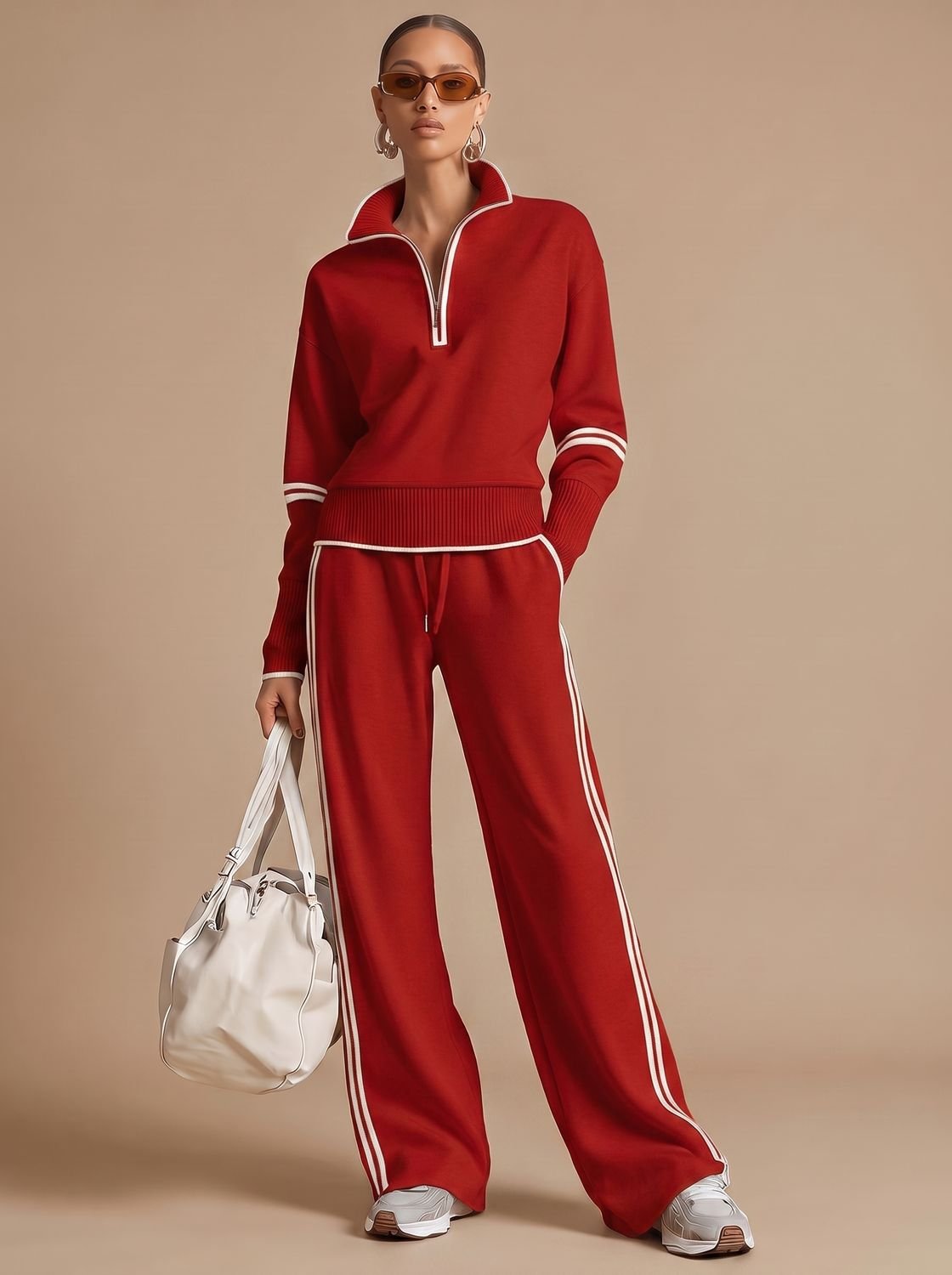 Charlotte | Women's Half-Zip Wide Leg Pants Set Two Piece Lounge Outfit