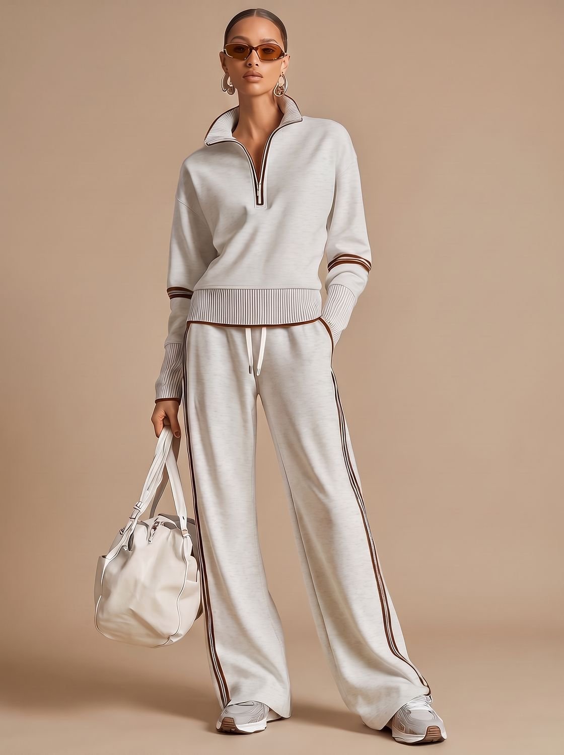 Charlotte | Women's Half-Zip Wide Leg Pants Set Two Piece Lounge Outfit