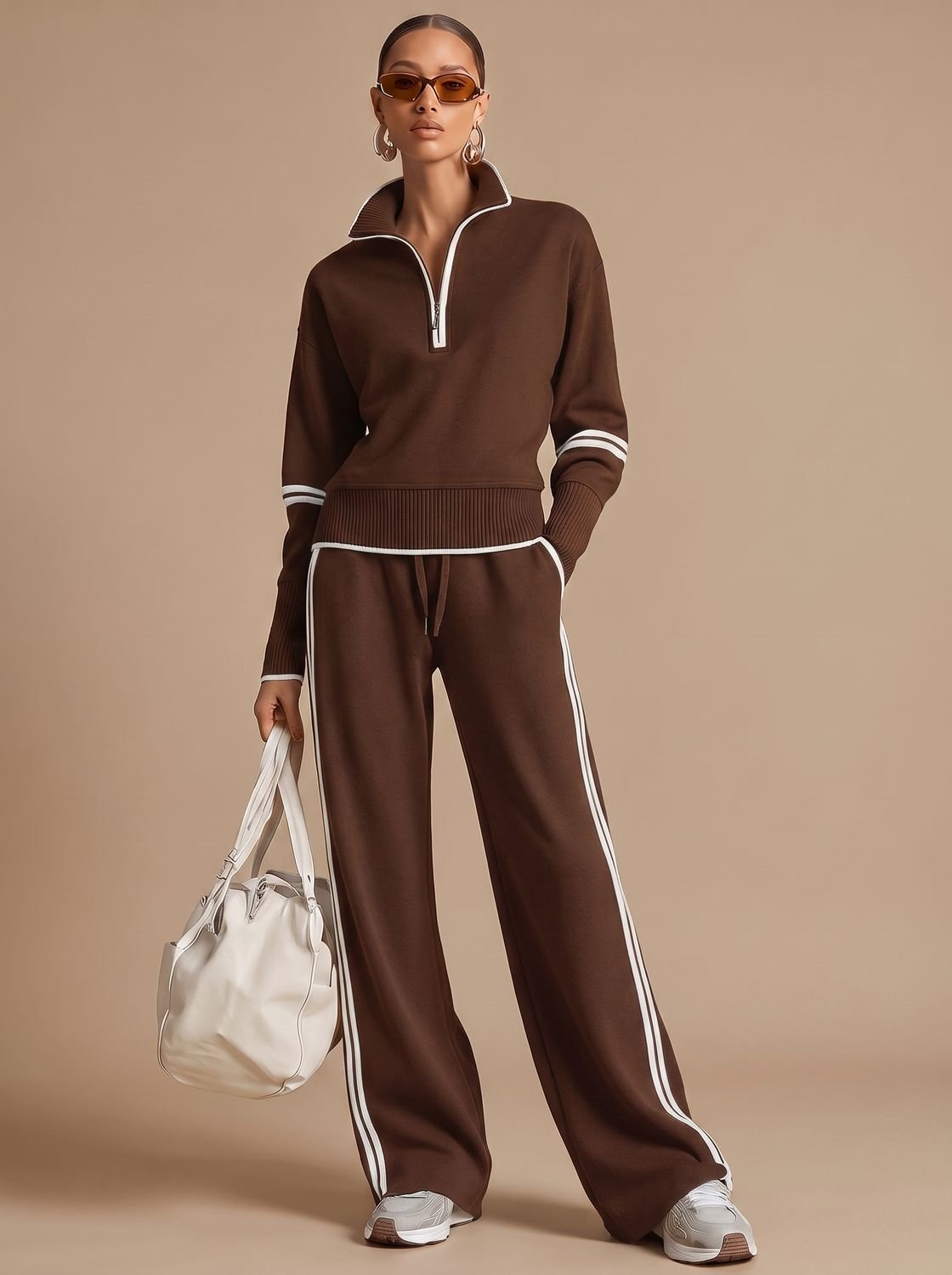 Charlotte | Women's Half-Zip Wide Leg Pants Set Two Piece Lounge Outfit