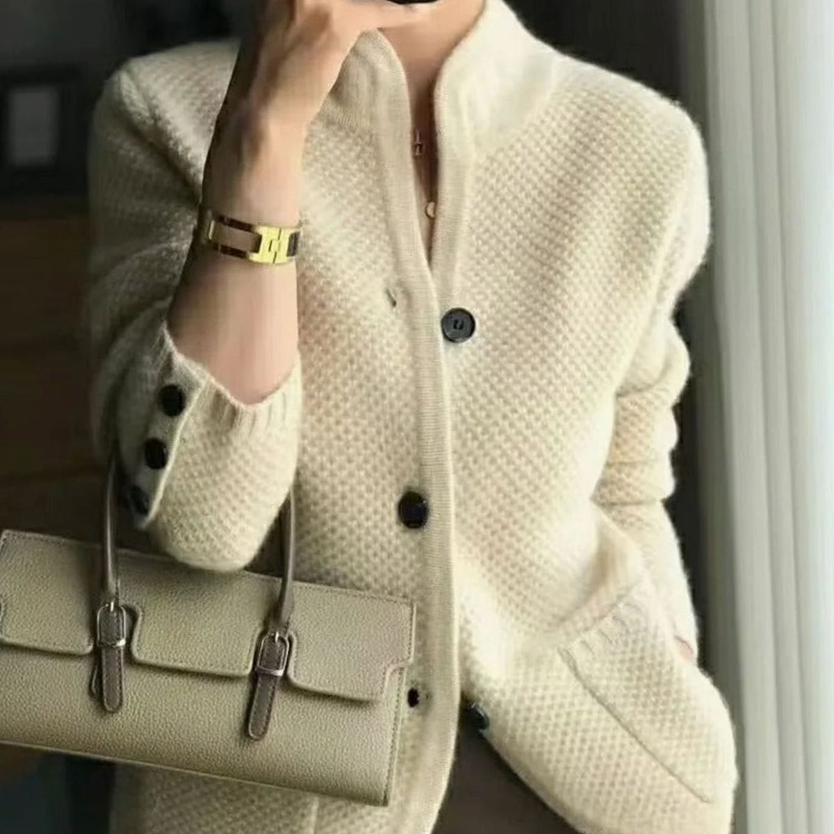 Eloise | Women's Open-Pocket V-Neck Knit Button Cardigan Sweater