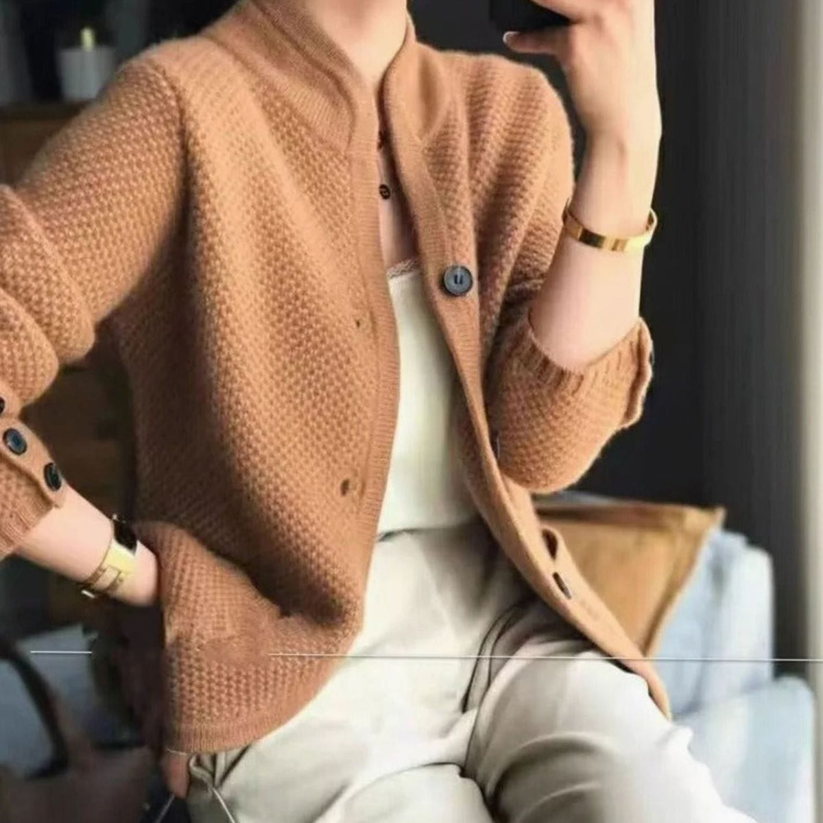 Eloise | Women's Open-Pocket V-Neck Knit Button Cardigan Sweater