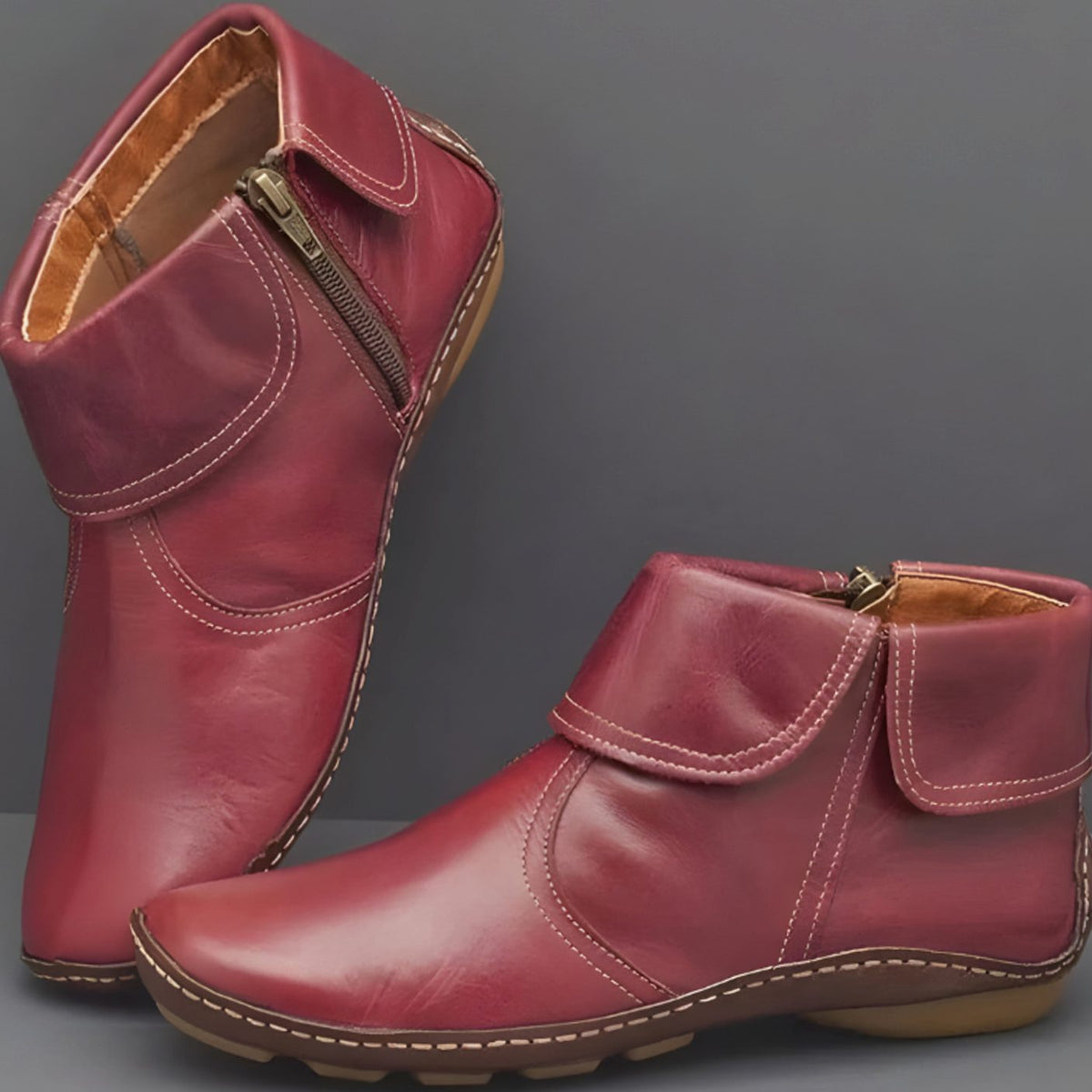 Odette | Women's Orthopedic Waterproof Side-Zip Leather Ankle Boots