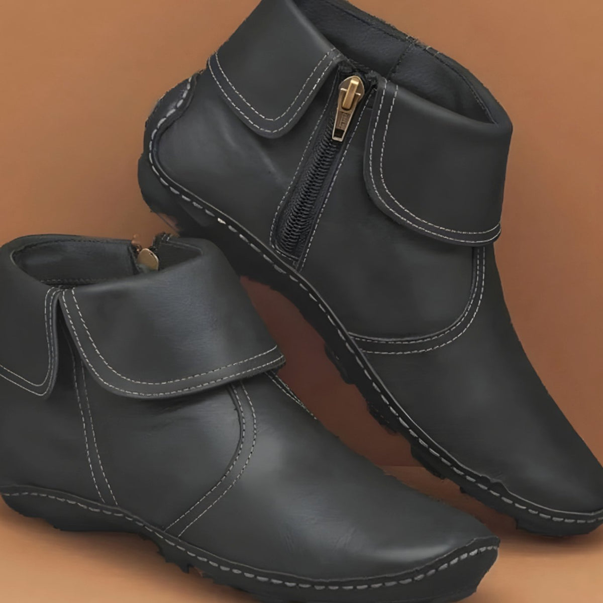 Odette | Women's Orthopedic Waterproof Side-Zip Leather Ankle Boots